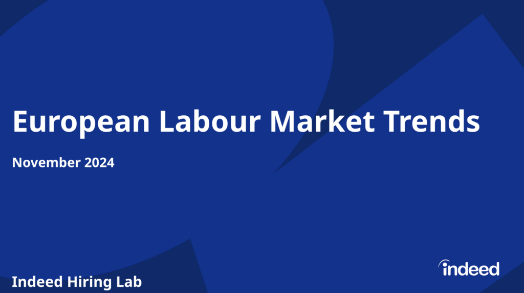 White lettering on a blue background reading European Labour Market Trends November 2024